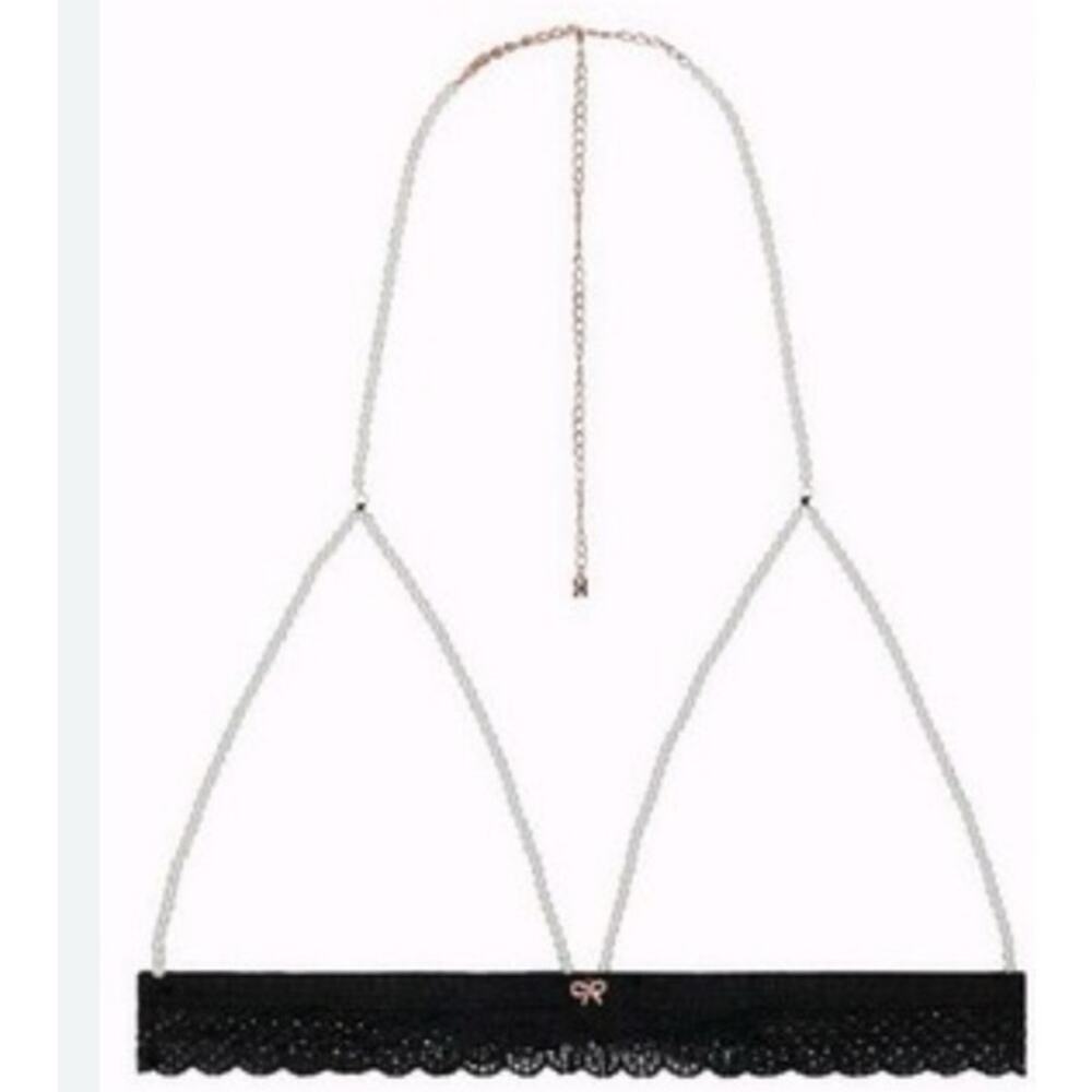 Savage X Fenty Pearl Bralette Strappy Lace Sheer Lingerie Size M Women Sexy